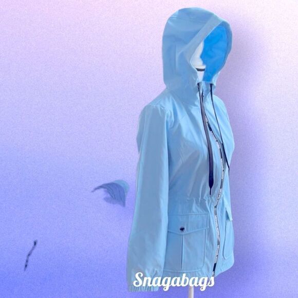 MICHAEL KORS NWT BONDED SHELL ANORAK WITH LOGO CLOUD HOODED JACKET COAT SMALL - Picture 3 of 9